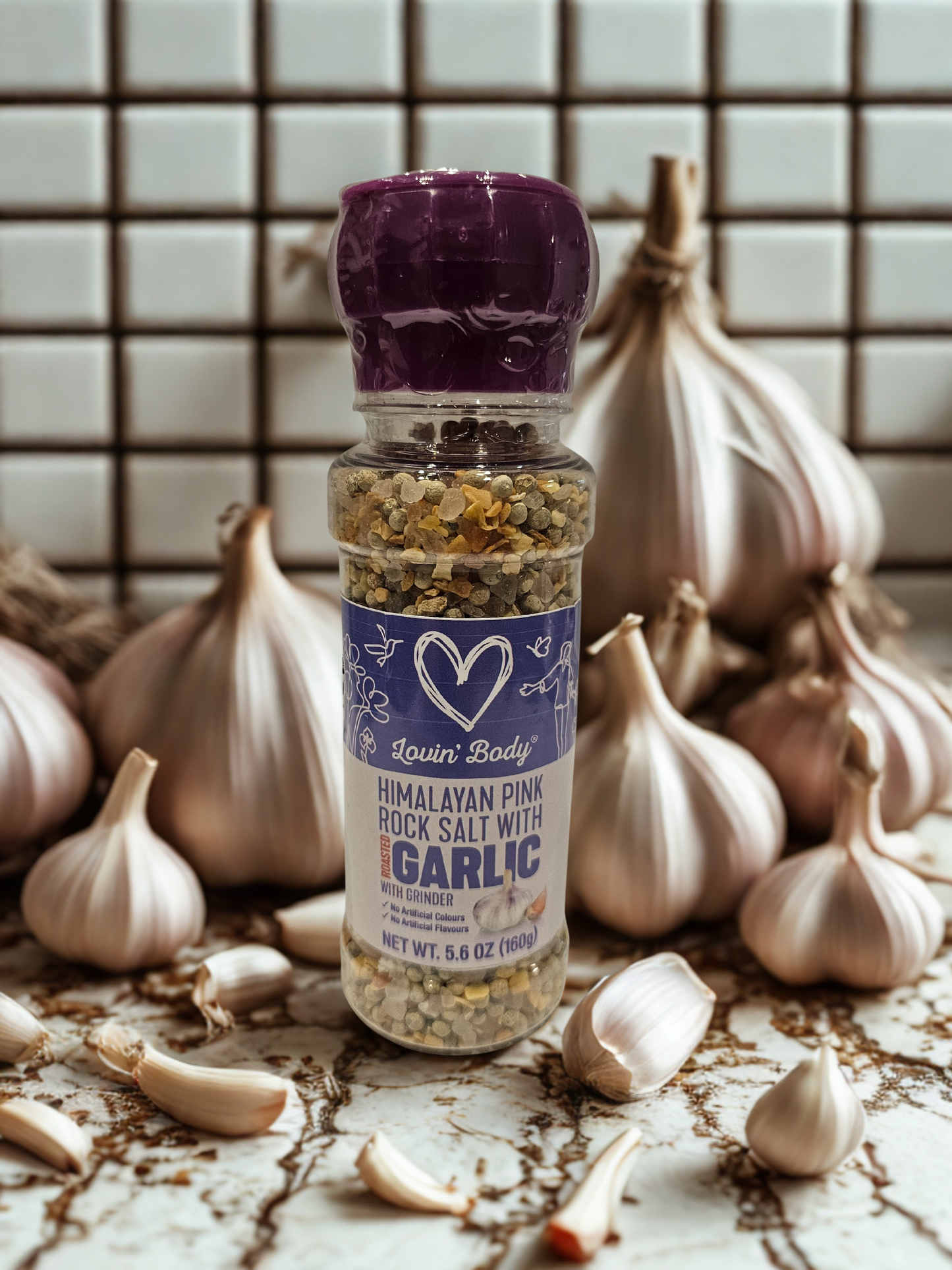 Lovin' Body Himalayan Pink Rock Salt with Roasted Garlic with Grinder 160 gr