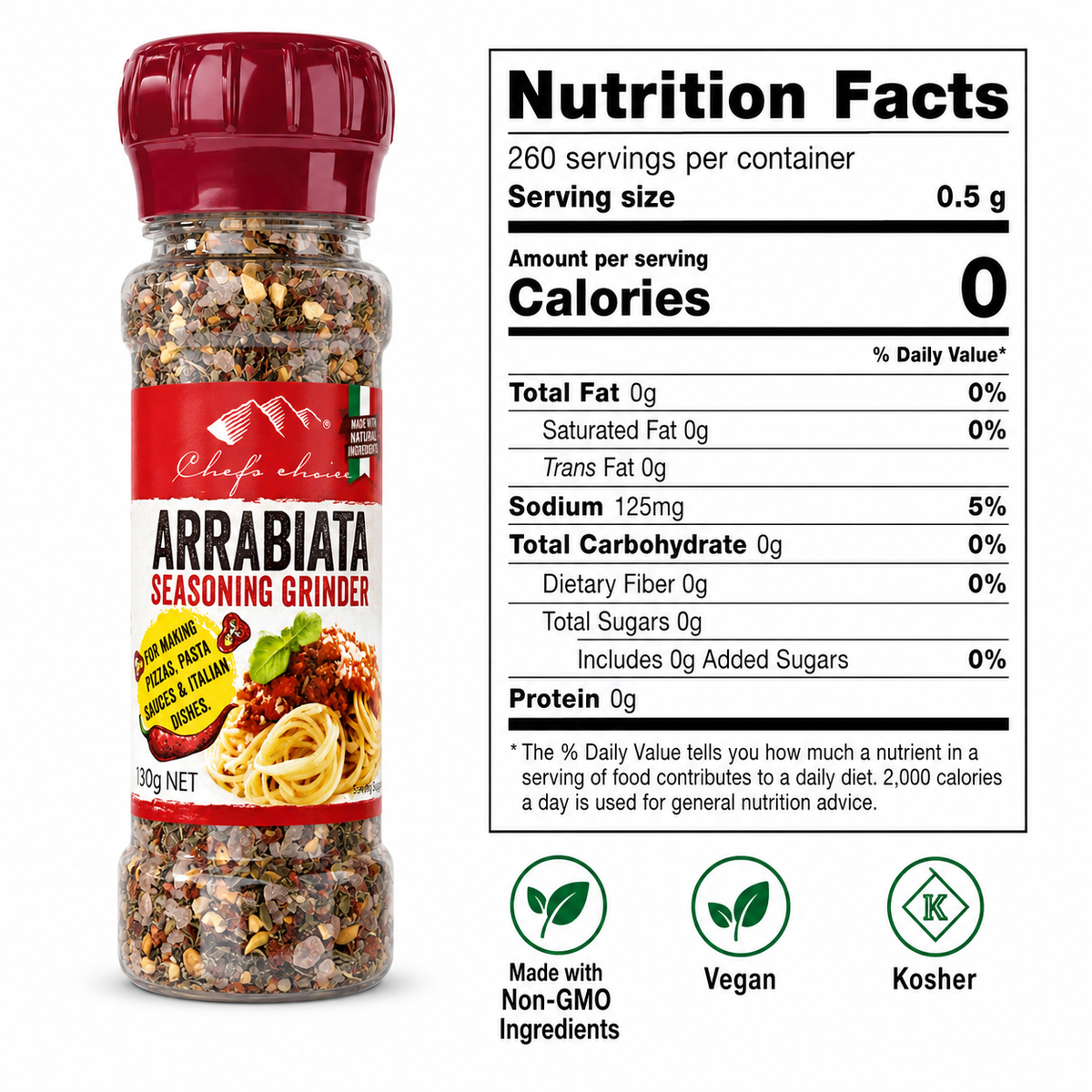 Chef's Choice Arrabiata Seasoning Grinder – 130 g