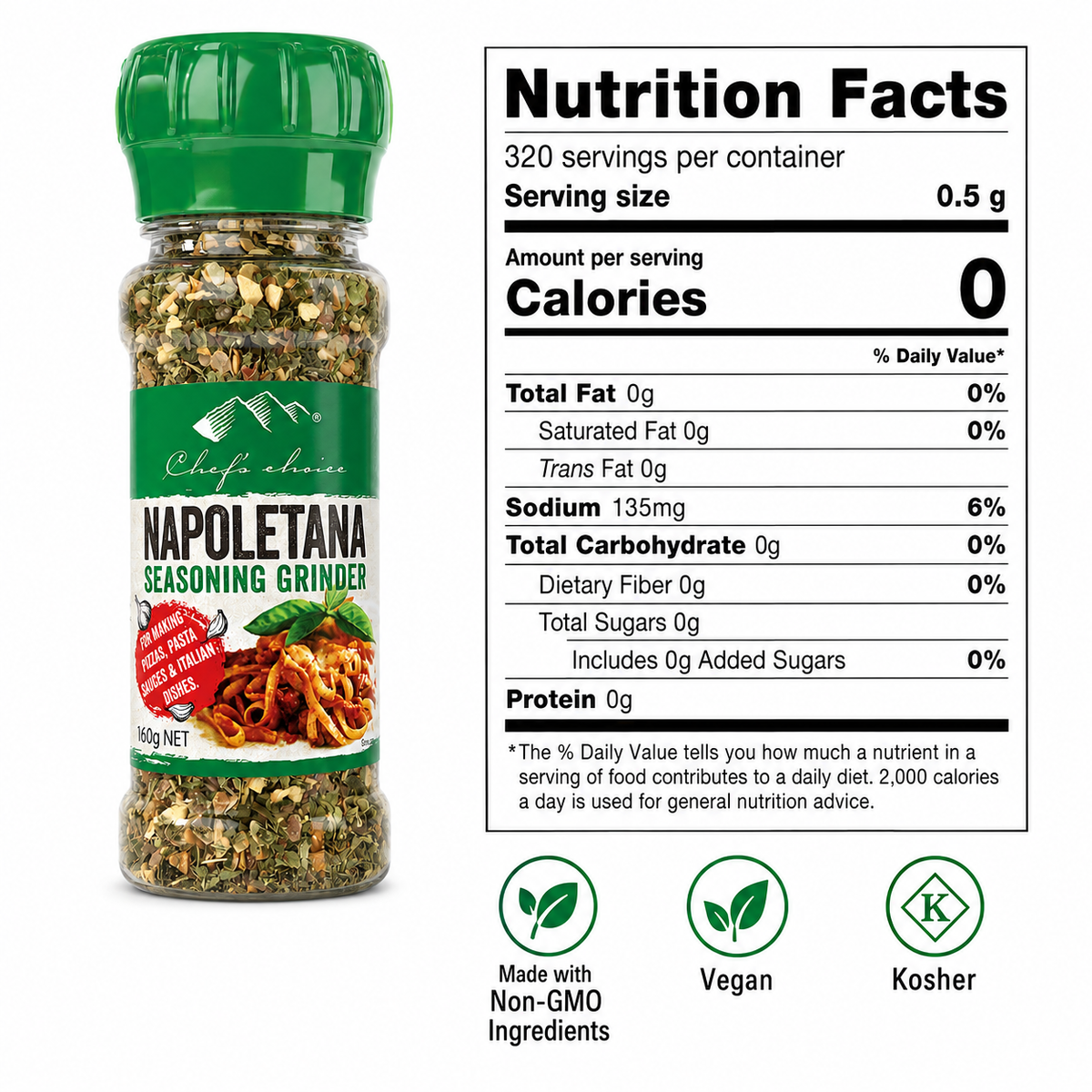 Chef's Choice Napoletana Seasoning Grinder – 160 g